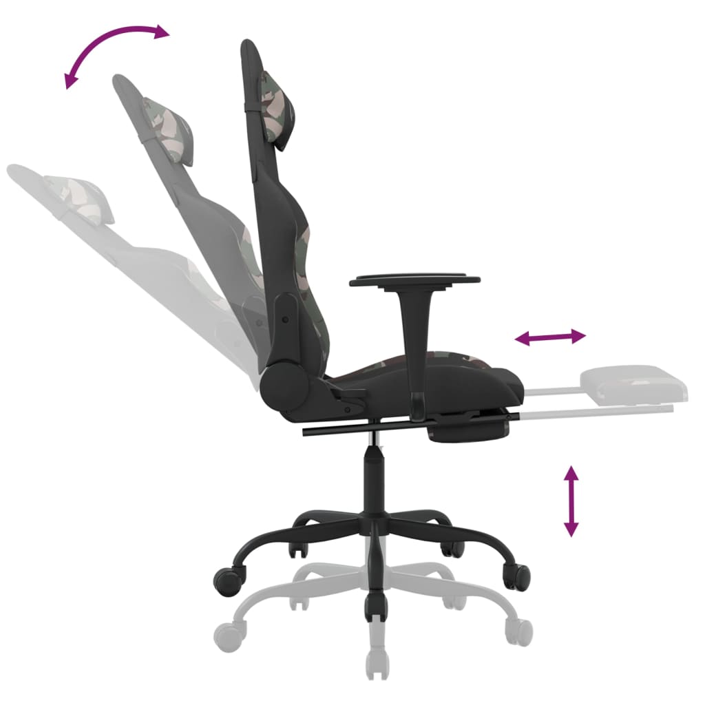 Gaming-Stuhl mit Massagefunktion Schwarz und Creme Stoff