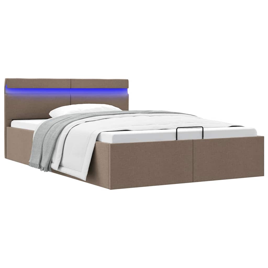 Bett mit Bettkasten Hydraulisch LED Dunkelgrau Stoff 90x200 cm