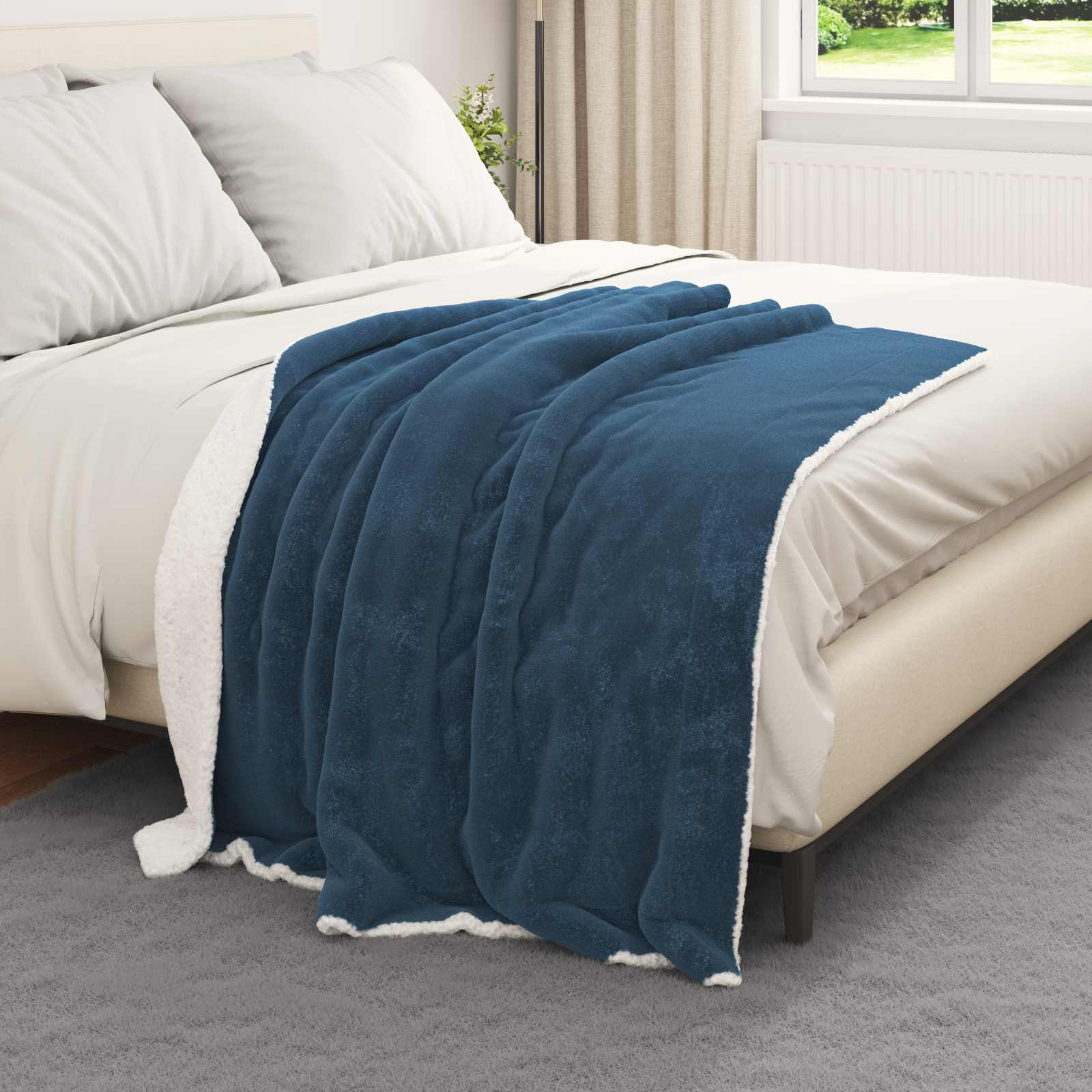 Überwurfdecke Beige 130 x 150 cm Fleece