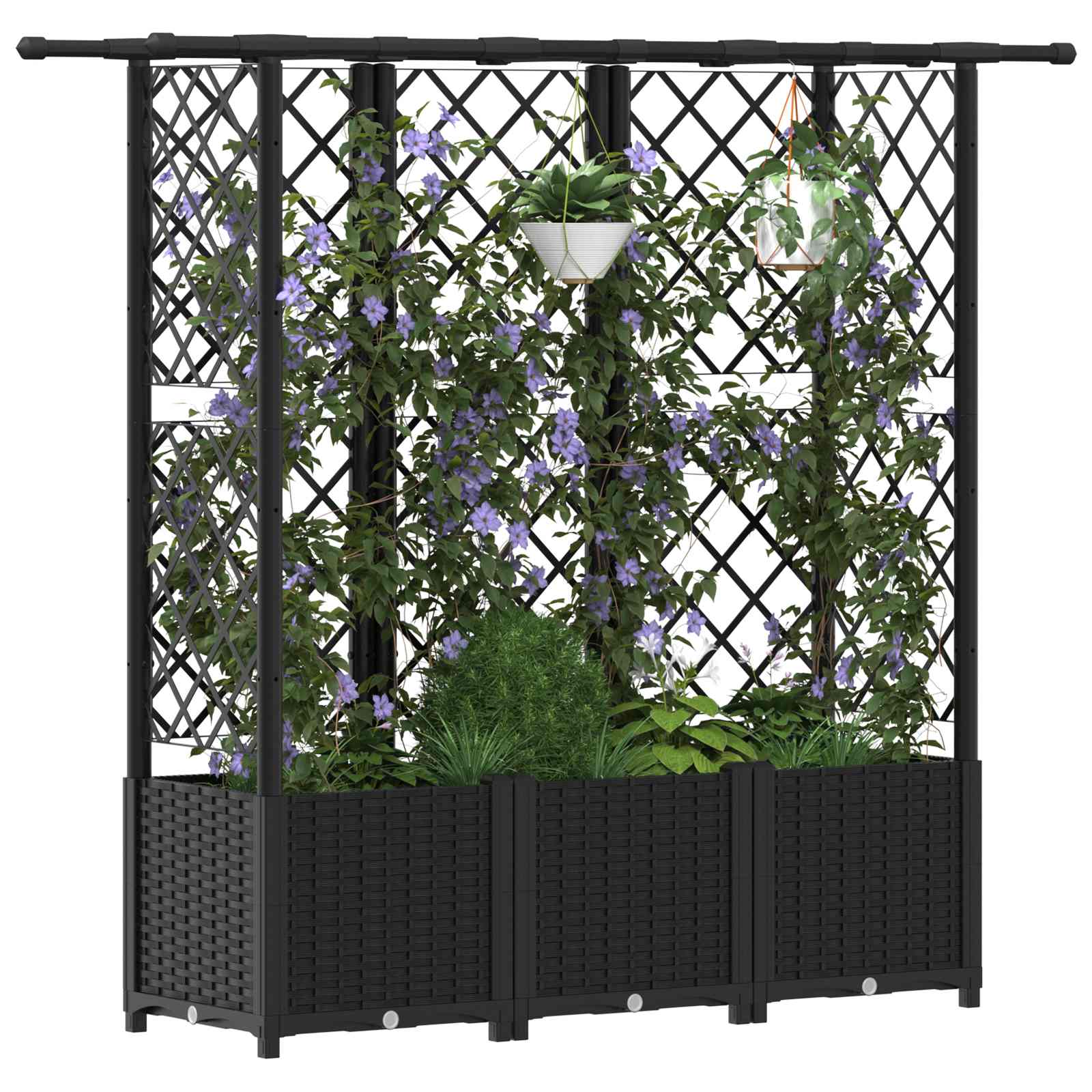 Hochbeet mit Rankgitter und Dach Braun 124 x 40 x 123 cm PP