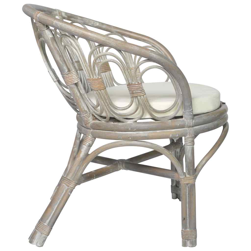 Esszimmerstuhl mit Kissen Rattan und Leinen