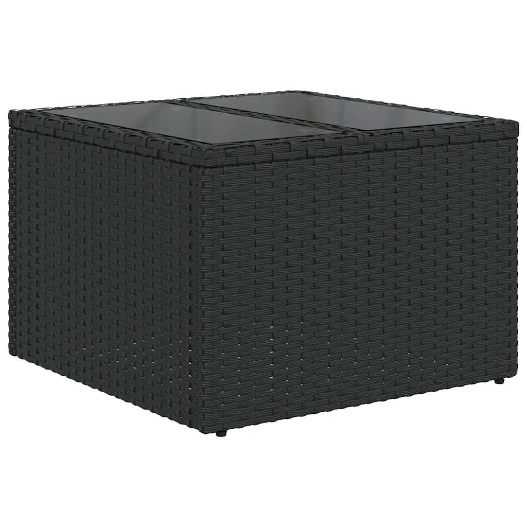 4-teiliges Gartensofa-Set mit Kissen, schwarzes Polyrattan