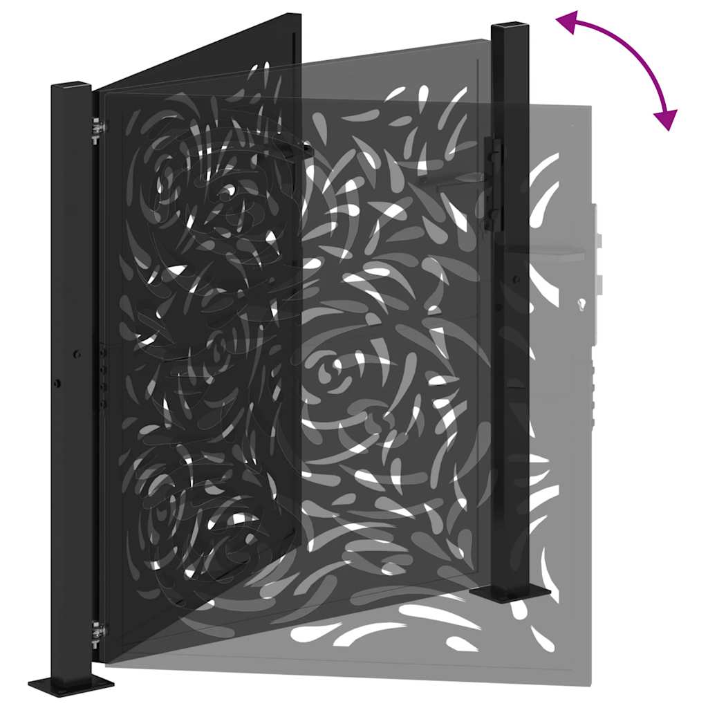 Gartentor Schwarz 100x100 cm Stahl Lichtdesign
