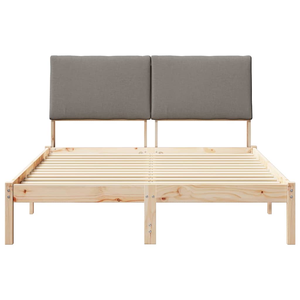 Bettgestell Braun und hellgrau 200 x 200 cm Massivholz Kiefer