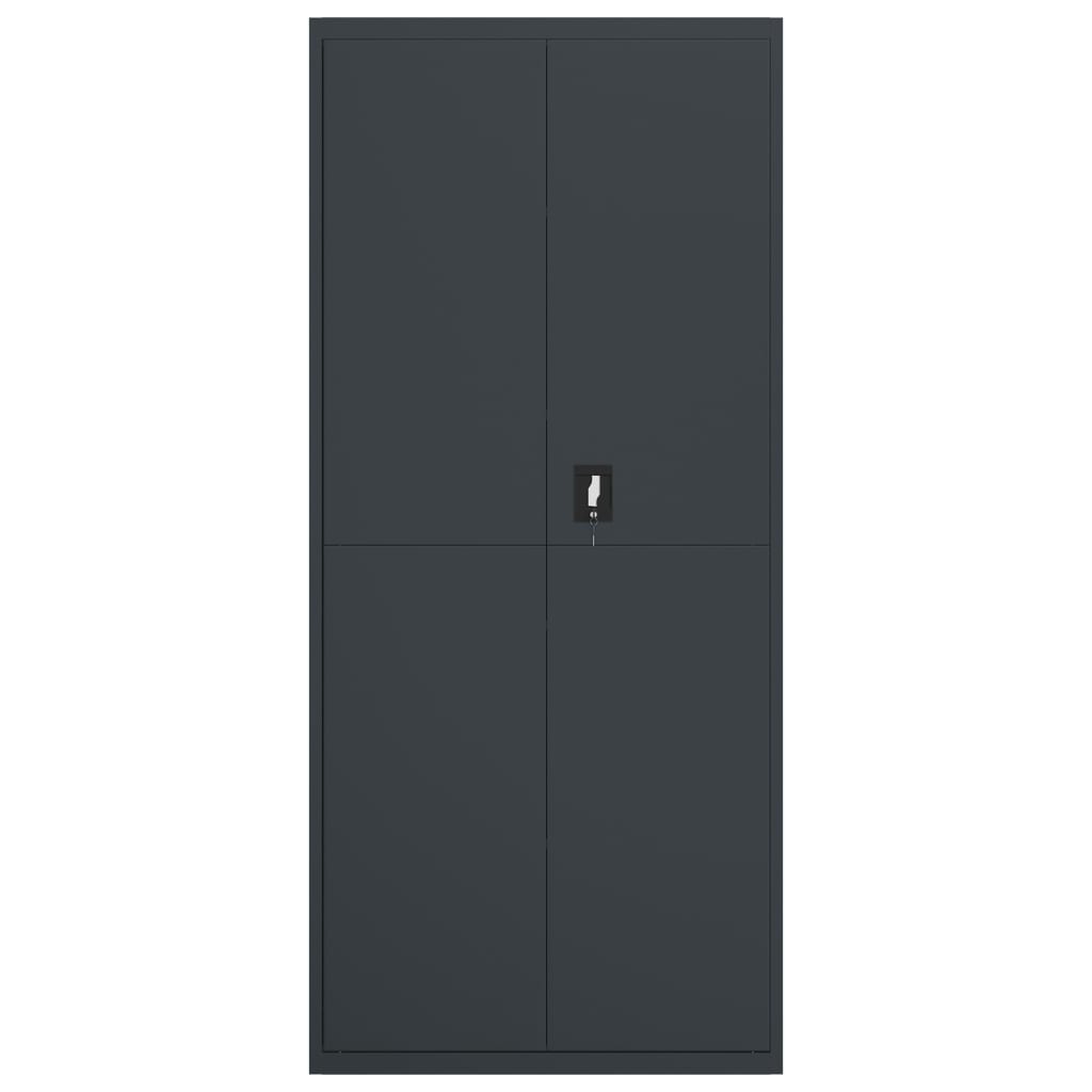 Aktenschrank mit 2 Türen Grau 90 cm Stahl