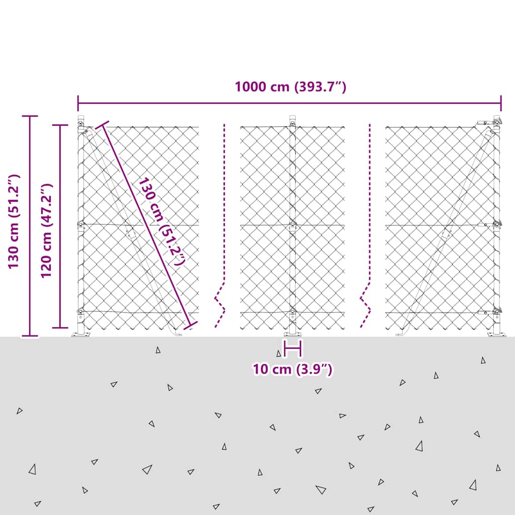 Outdoor Kettenglied-Zaun Erdfixierung 10 x 0,4 m Grün Netz