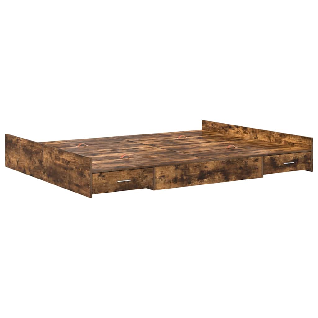 Aufbewahrungsbettgestell Weiß 200 x 200 cm Holzwerkstoff
