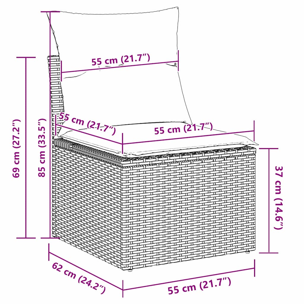 Garten Essgruppe mit Kissen 8 pcs Schwarz und Creme