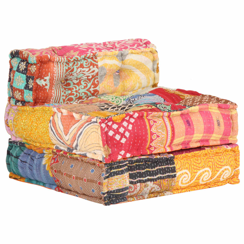 2-Sitzer Modularer Pouf Patchwork Stoff