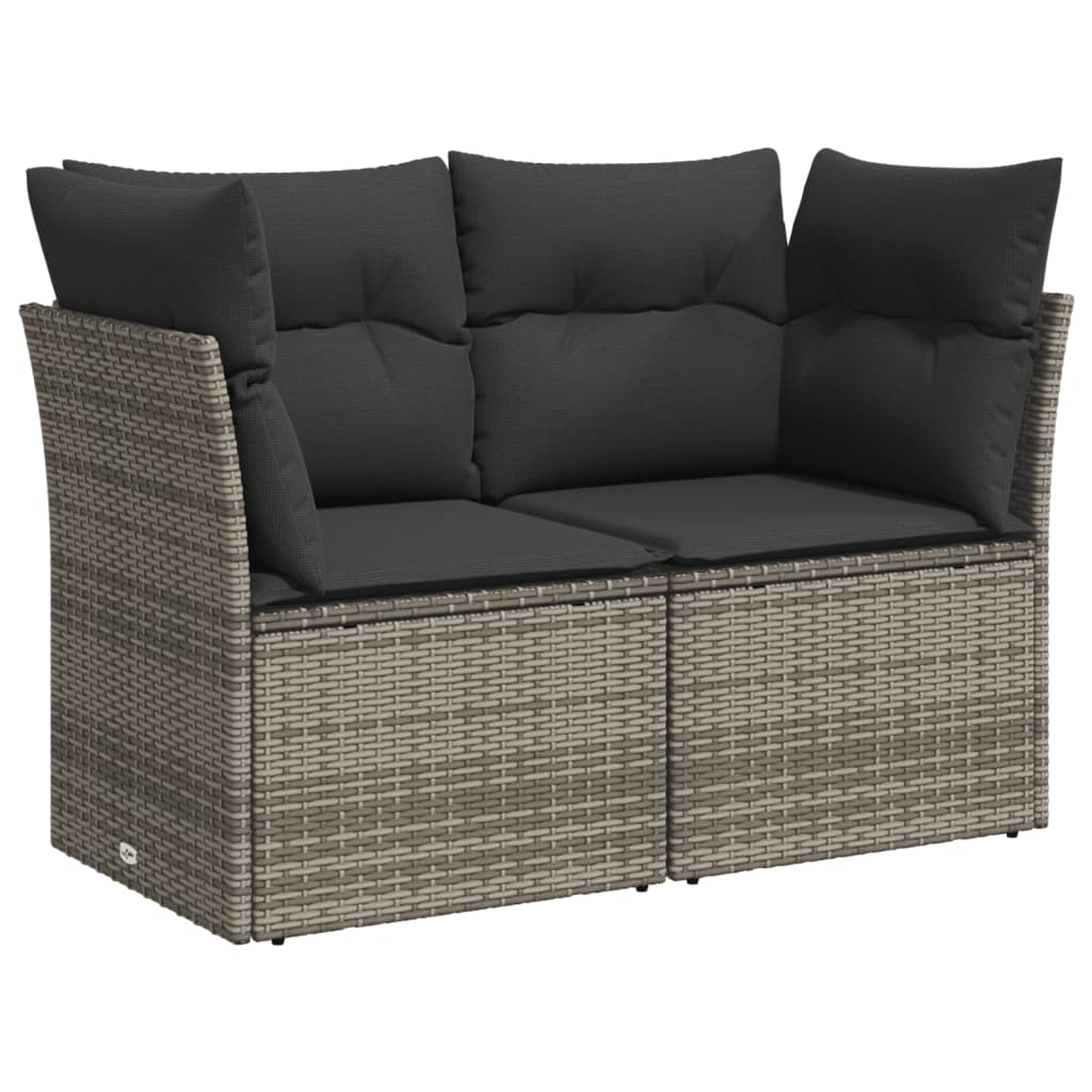 10-tlg. Garten-Sofagarnitur mit Kissen Beige Poly Rattan
