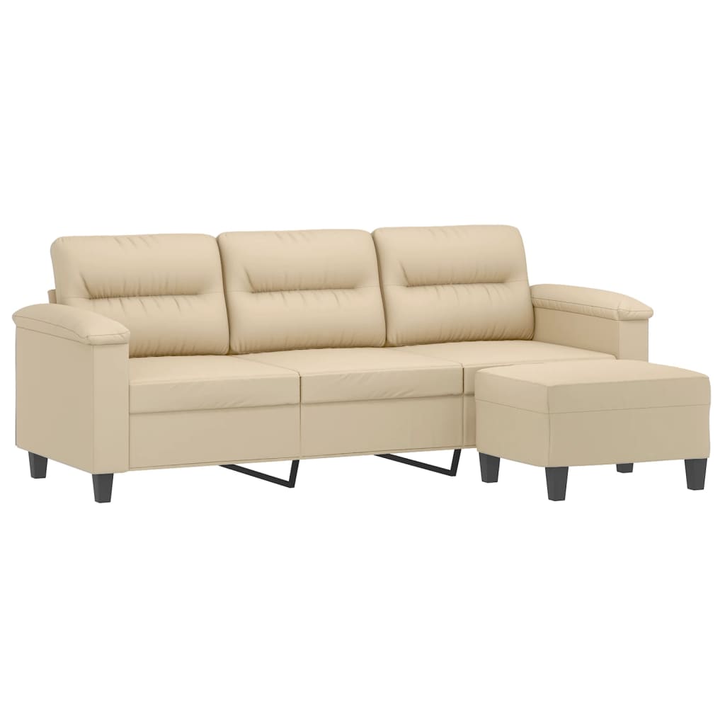 3-Sitzer-Sofa mit Hocker Taupe 180 cm Mikrofasergewebe