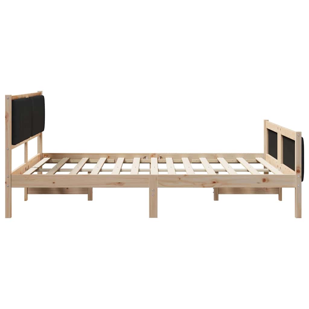 Bettgestell Braun und hellgrau 200 x 200 cm Massivholz Kiefer