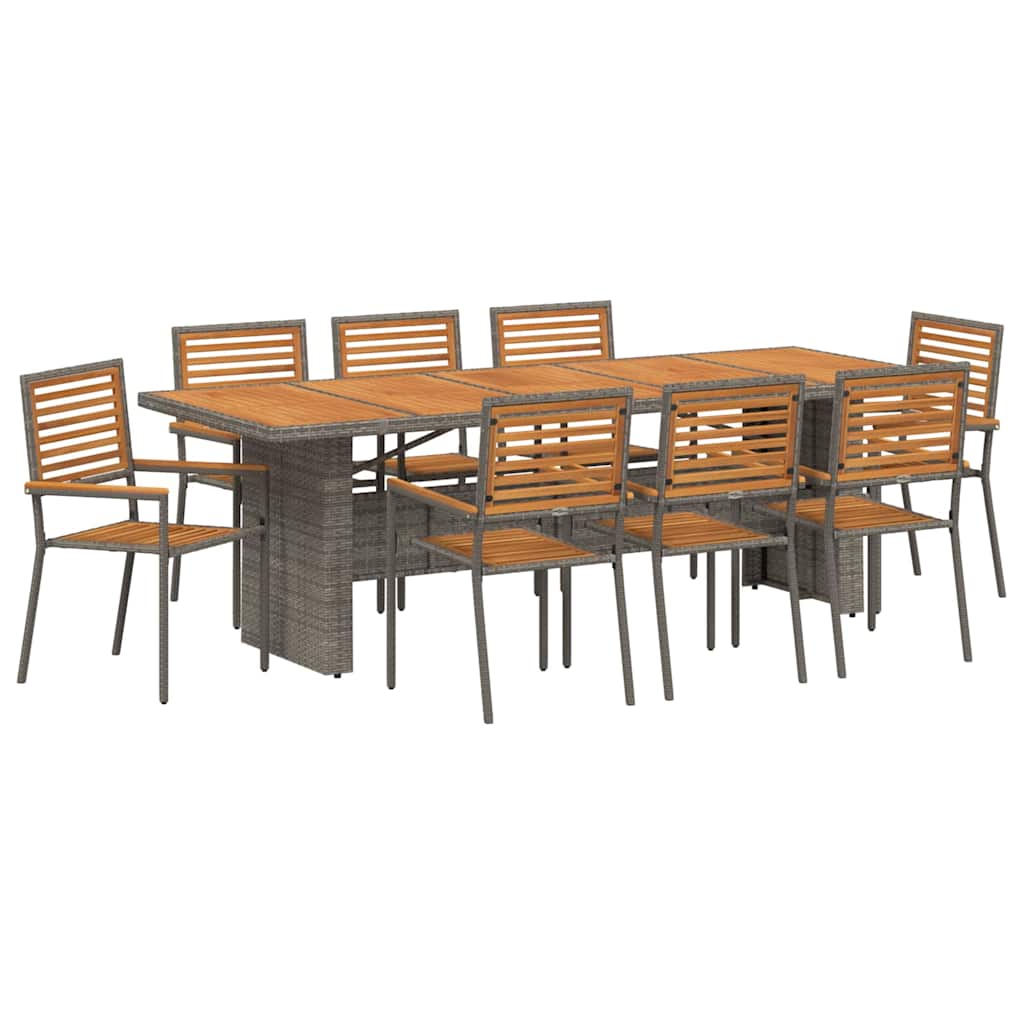 Garten Essgruppe 9 pcs Schwarz und Braun Poly-Rattan