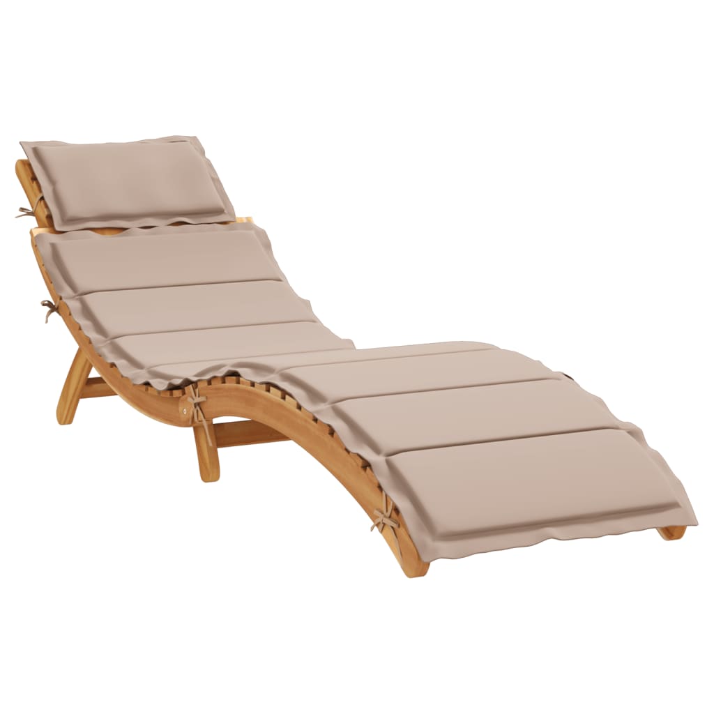 Sonnenliege mit Auflage Beige Massivholz Akazie