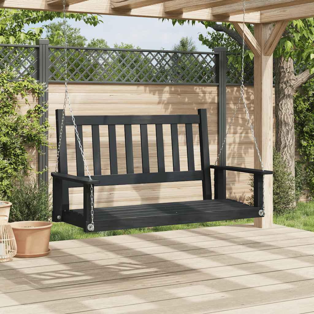 Garten-Hängestuhl mit Metallketten Braun Massivholz Tanne
