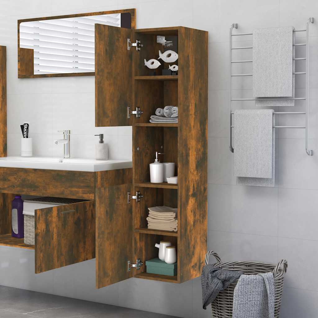 Badezimmerschrank Weiß 30x30x130 cm Holzwerkstoff