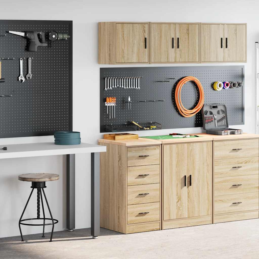 Garagenschränke 2 Stk. Schwarz Holzwerkstoff