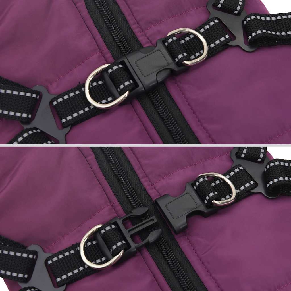 Hundemantel mit Geschirr Wasserdicht Reflektierend Lila L48