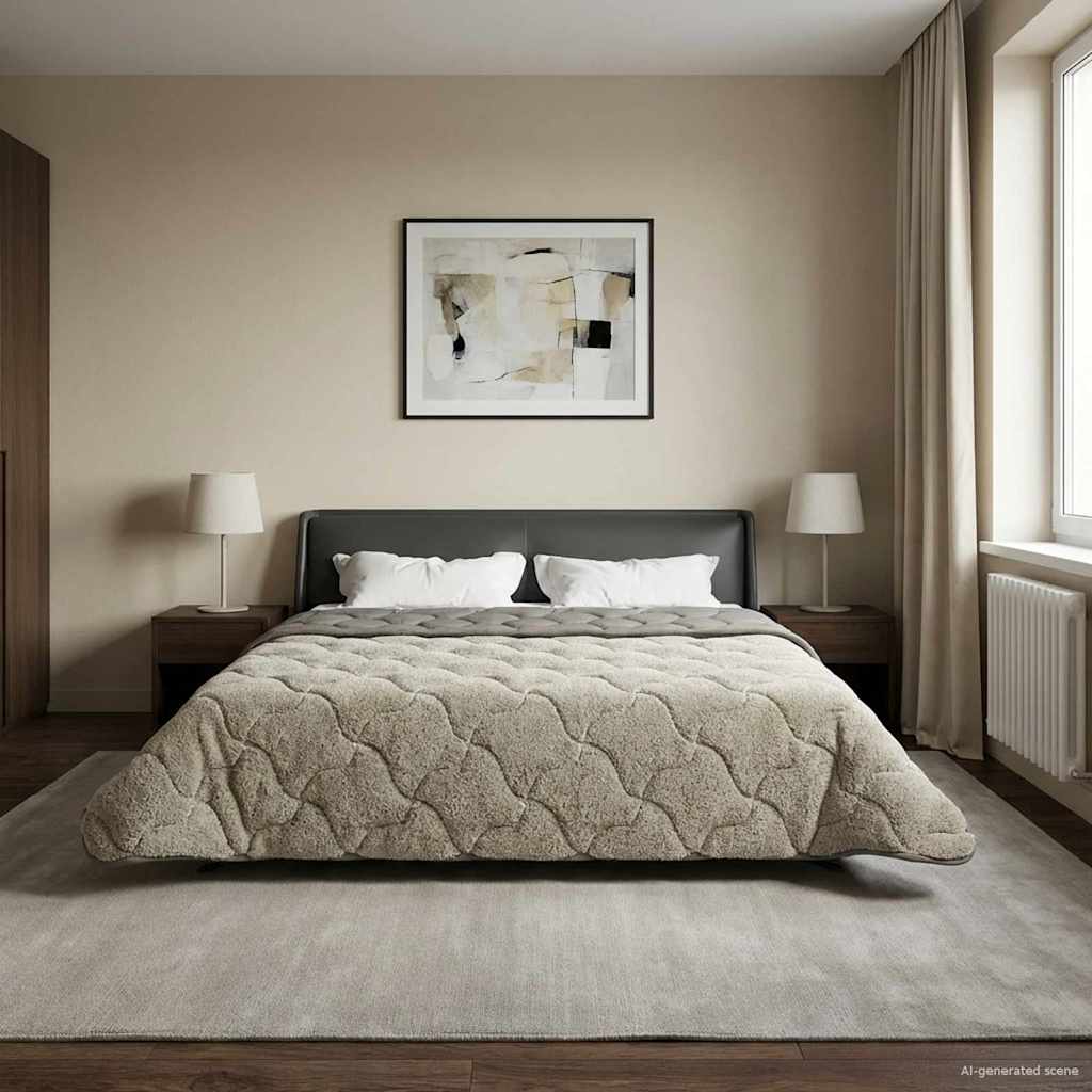 Sommerdecke Anthrazit 135 x 200 cm Mikrofaser und Teddy-Fleece