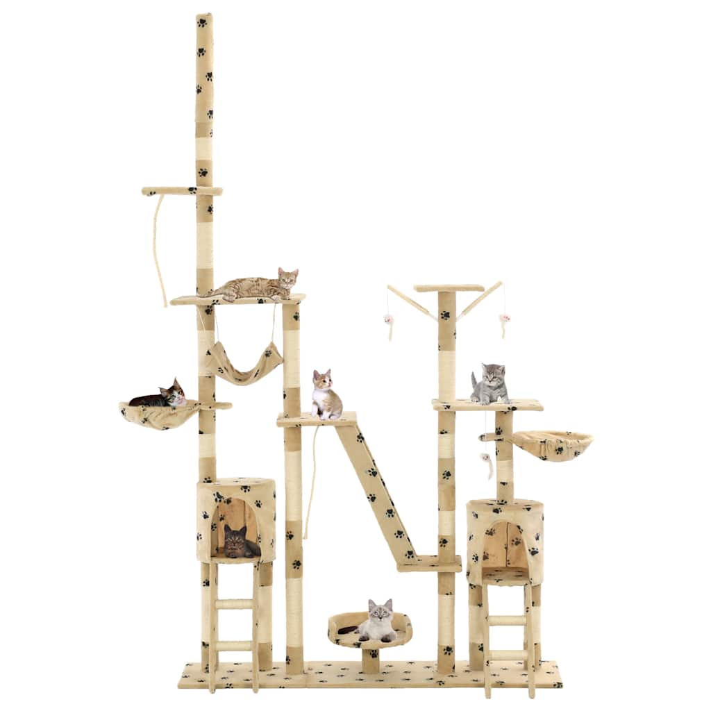 Katzen-Kratzbaum mit Sisal-Kratzsäulen 230 - 250 cm Beige