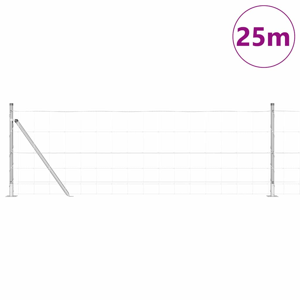 Ground Fix Geschweißter Drahtzaun 25 x 0,8 m Silber Netz