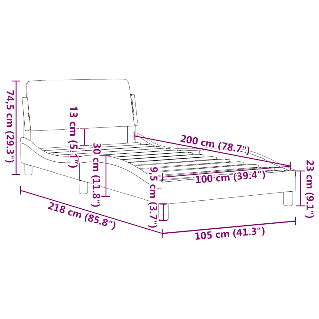 Bettgestell "Dover" Hellgrau 80x200 cm Samt
