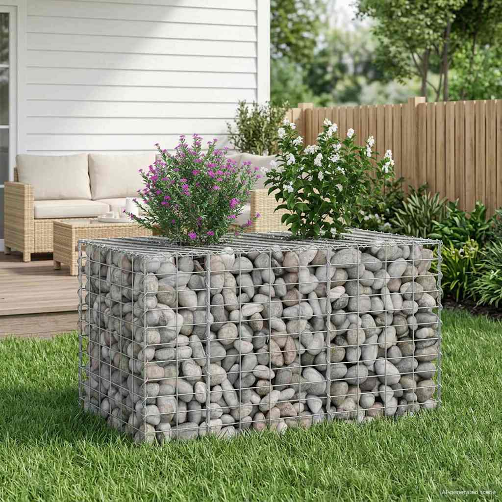 Gabionen Hochbeet 2 pcs Silber 260 x 60 x 55 cm
