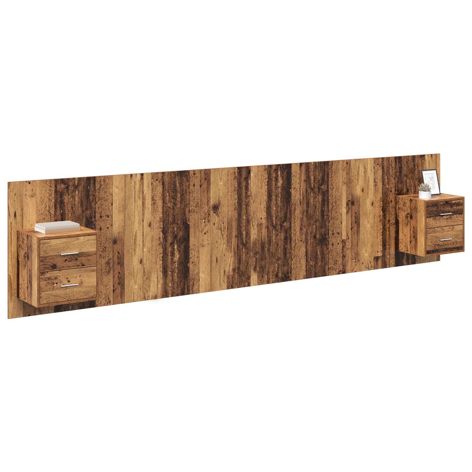 Kopfteil mit Nachttischen Weiß Holzwerkstoff