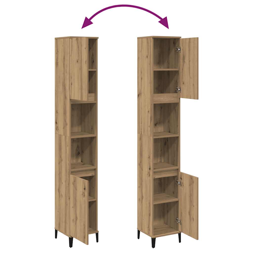 Badschrank Weiß 30x30x190 cm Holzwerkstoff