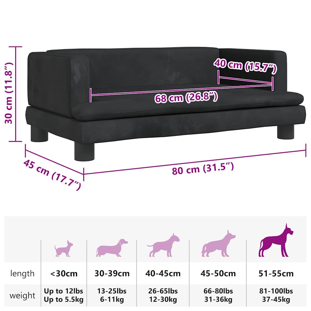 Hundebett Blau 80x45x30 cm Samt