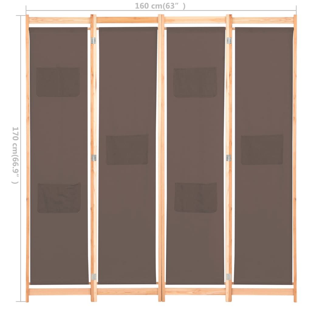 5-teiliger Raumteiler Creme 200 x 170 x 4 cm Stoff