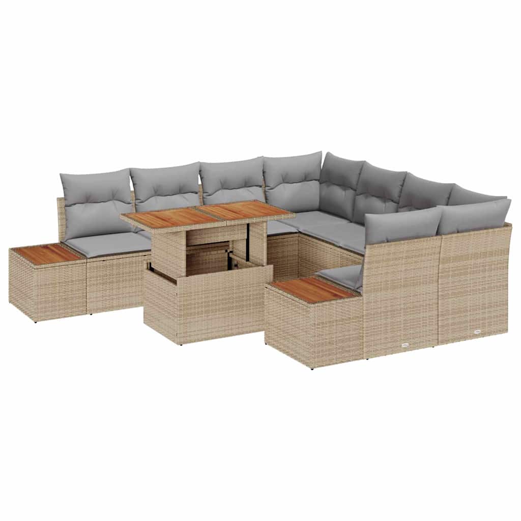 Garten Essgruppe mit Kissen 9 pcs Schwarz und Beige