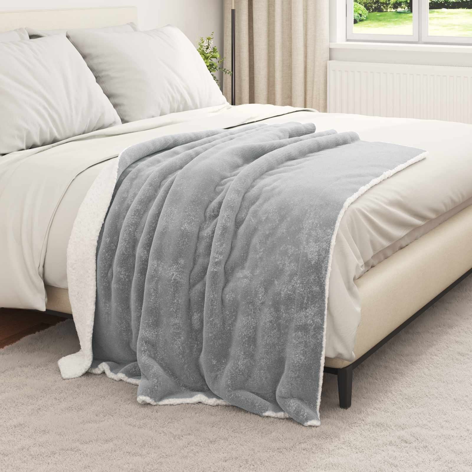 Überwurfdecke Beige 130 x 150 cm Fleece