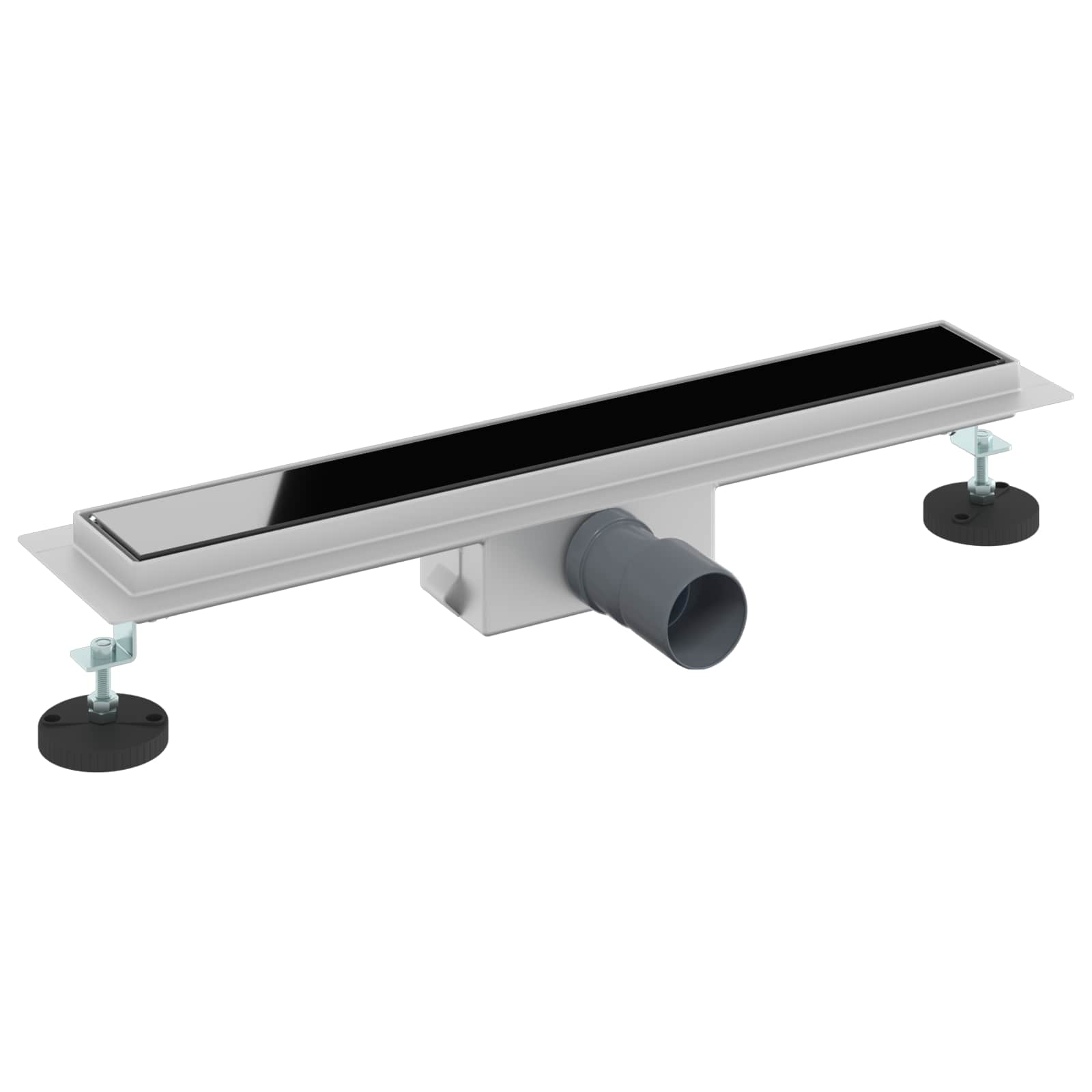 Duschabfluss mit Glasabdeckung Schwarz 50 cm Edelstahl 304