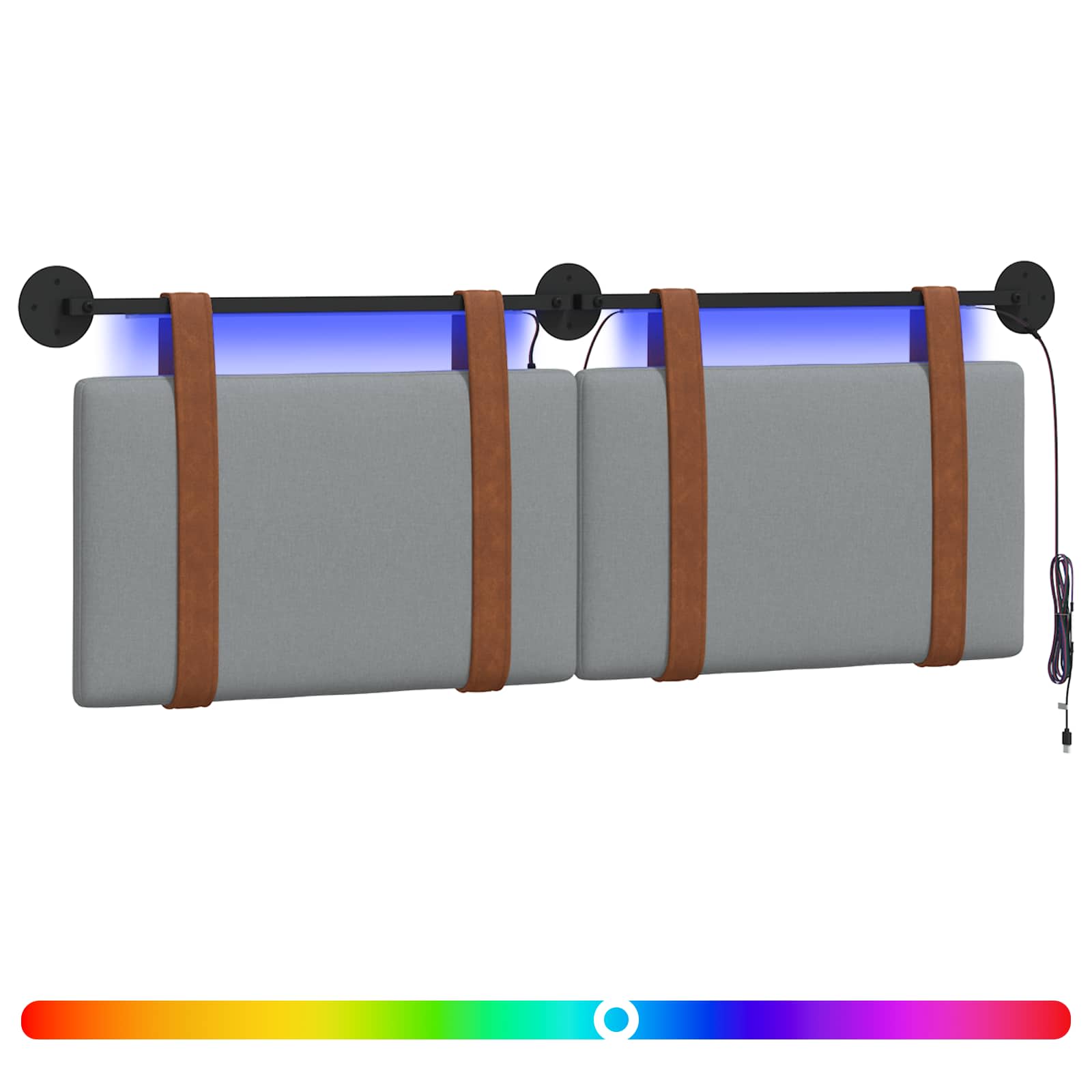 Hängendes Kopfteil Mit LED Licht Wolkengrau Antikes PU