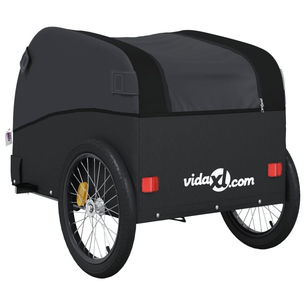 Fahrradanhänger Schwarz und Orange 30 kg Eisen