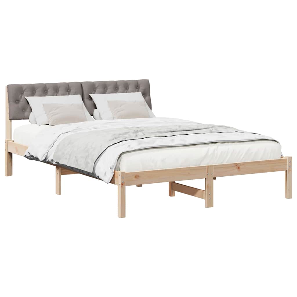 Bettgestell Braun und hellgrau 200 x 200 cm Massivholz Kiefer