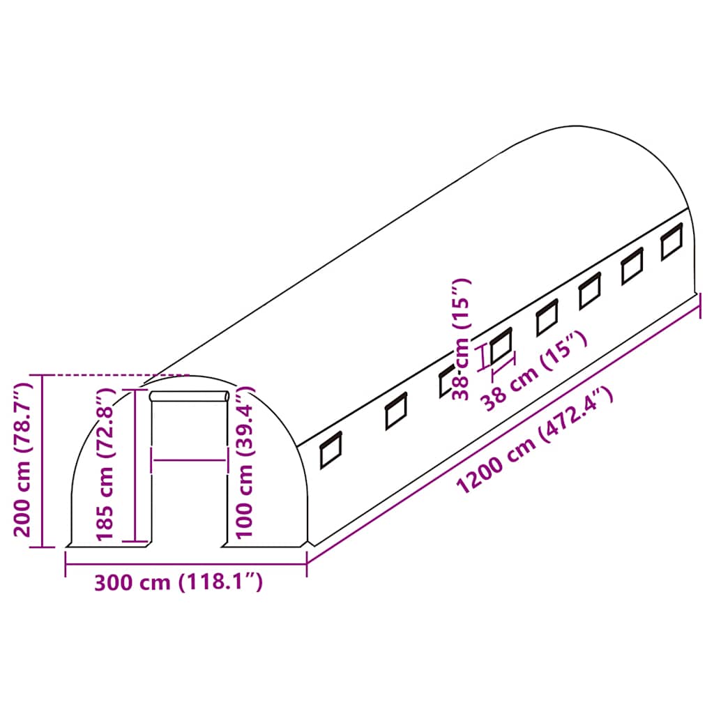 Ersatzabdeckung für Gewächshaus (4,5 m²) 300x150x200 cm Grün