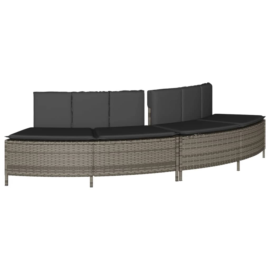 Whirlpool-Umrandung Schwarz Poly-Rattan und Massivholz Akazie