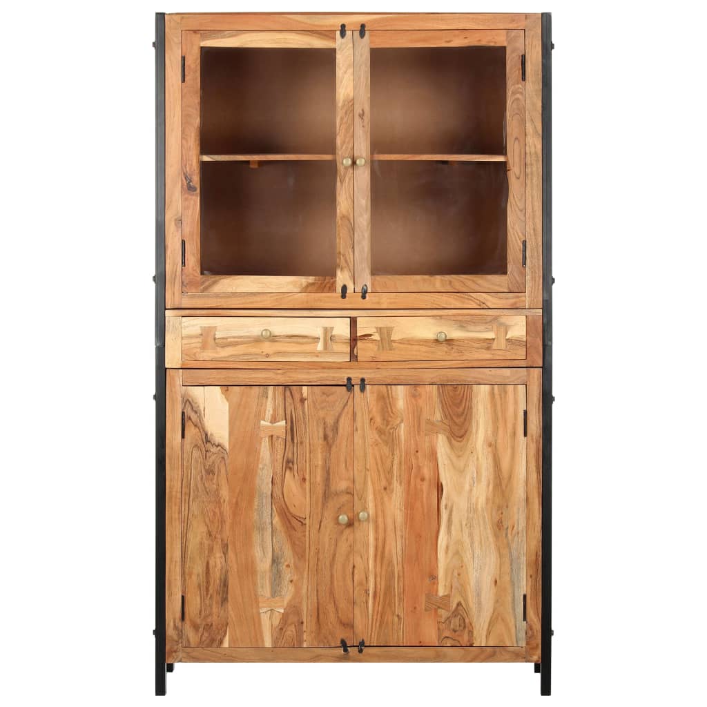 Highboard 100x40x175 cm Massives Raues Mangoholz