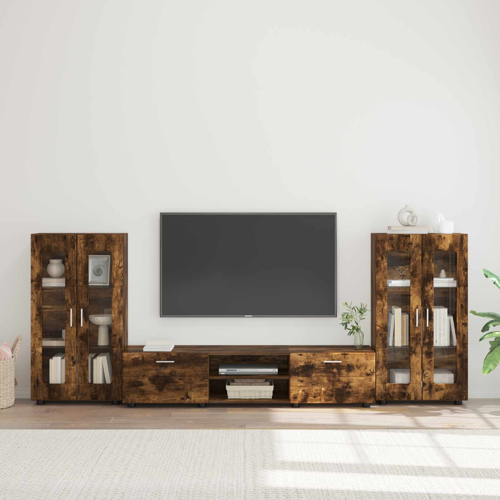 Highboard mit Regal FLORIN Weiß 60 x 35 x 182 cm Holzwerkstoff