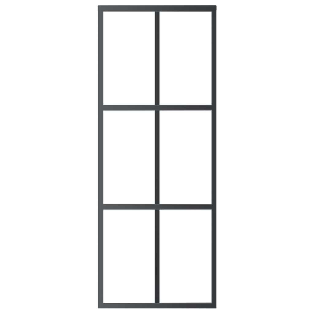 Schiebetür 3-teilig ESG-Glas und Aluminium 76x205 cm Schwarz
