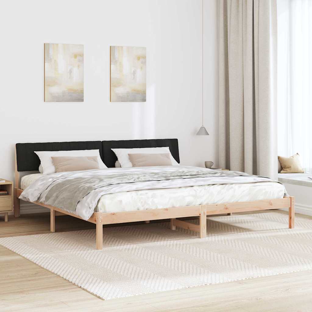 Bettgestell Braun und hellgrau 200 x 200 cm Massivholz Kiefer