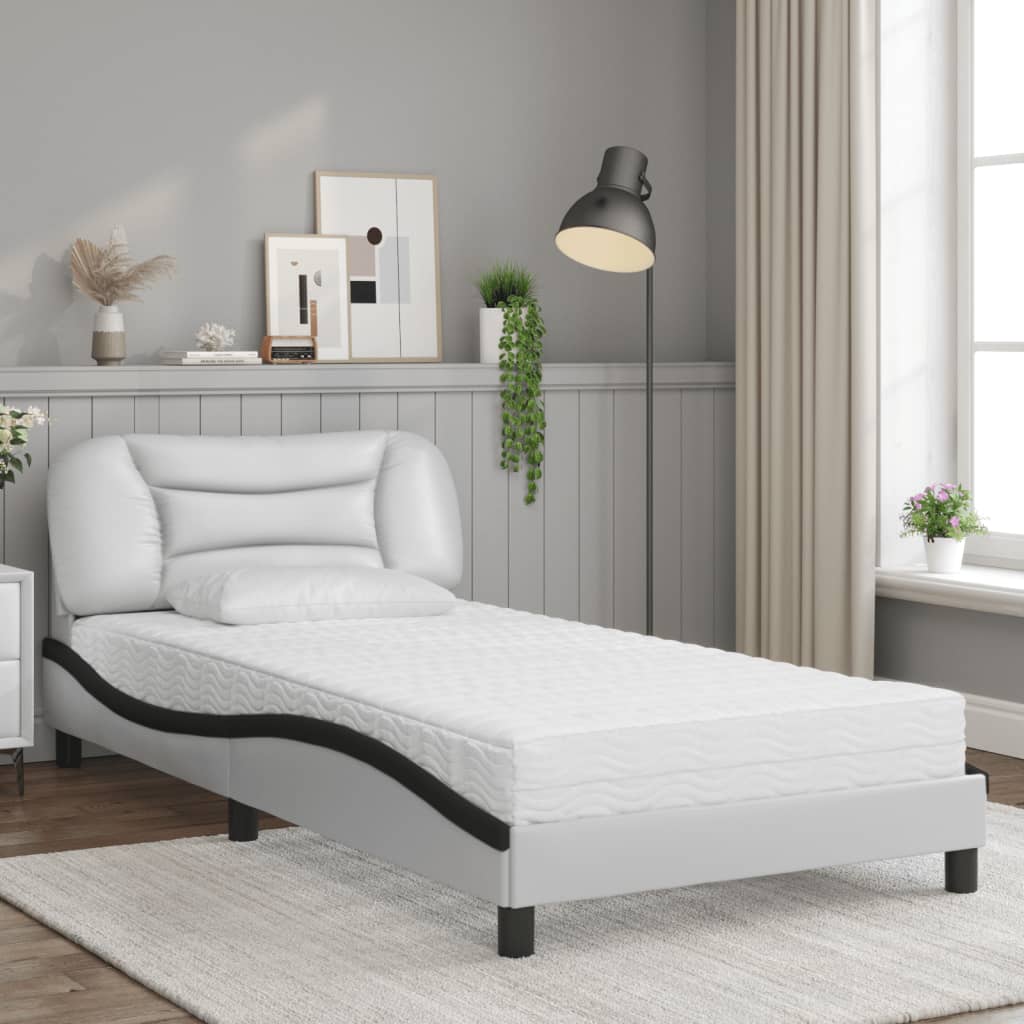Bett mit Matratze "Hvar" Schwarz 80x200 cm Kunstleder