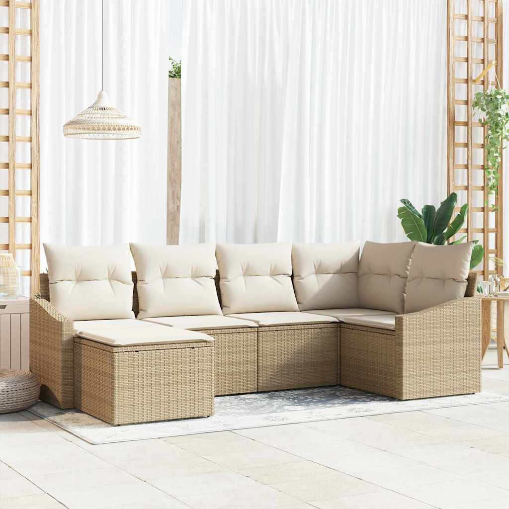 Garten Essgruppe mit Kissen 6 pcs Schwarz und Creme
