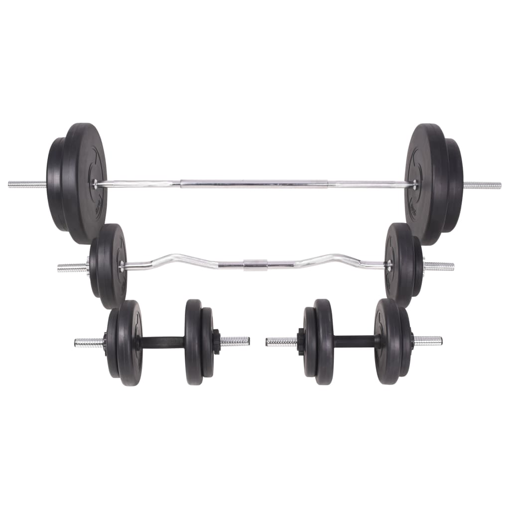 Hantelbank mit Ablage, Langhantel und Kurzhantel Set 60,5 kg