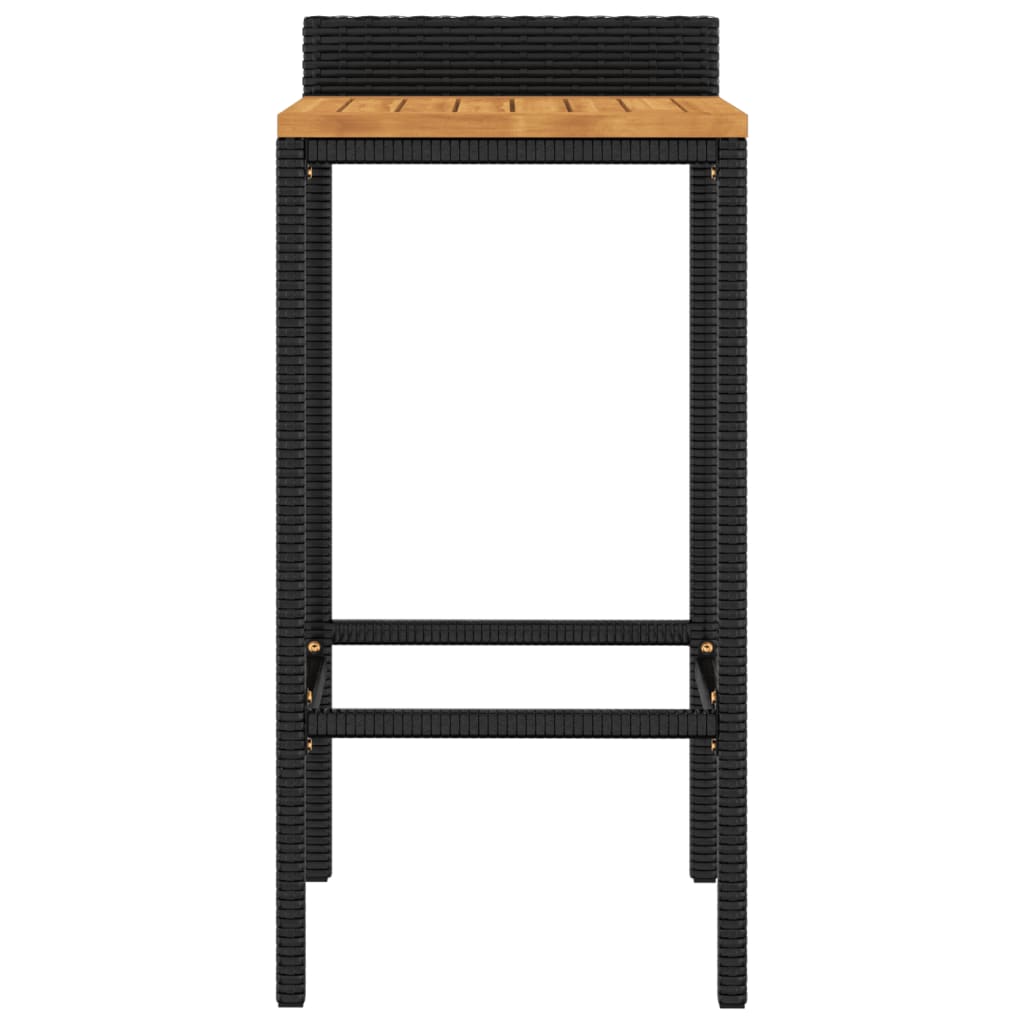 Barhocker 2 Stk. Grau Poly Rattan und Massivholz Akazie