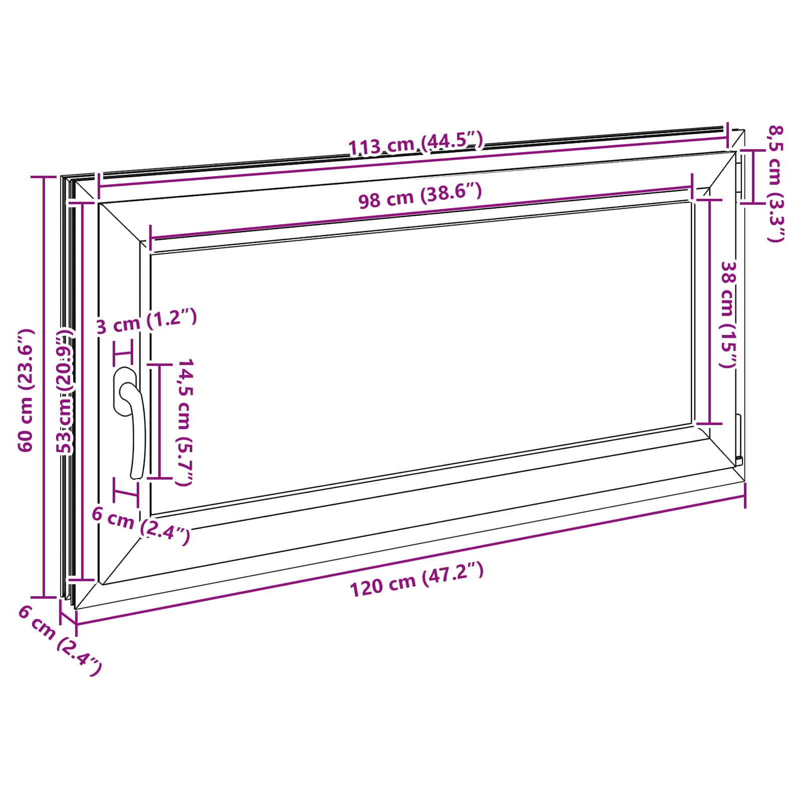 Kellerfenster RISOR 50 x 50 cm PVC und Glas Weiß