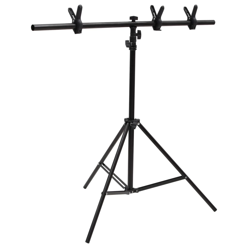 Hintergrundständer T-Form Schwarz 151x60x(70-200) cm