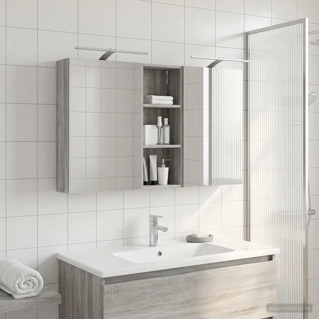 Badezimmerschrank-Set 3 pcs 80 x 10,5 x 50 cm Holzwerkstoff